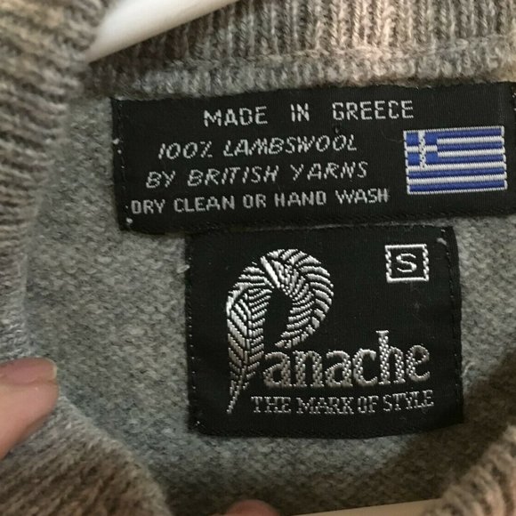 Vintage Panache lambswool sweater Greece size small ski gray - Picture 3 of 4